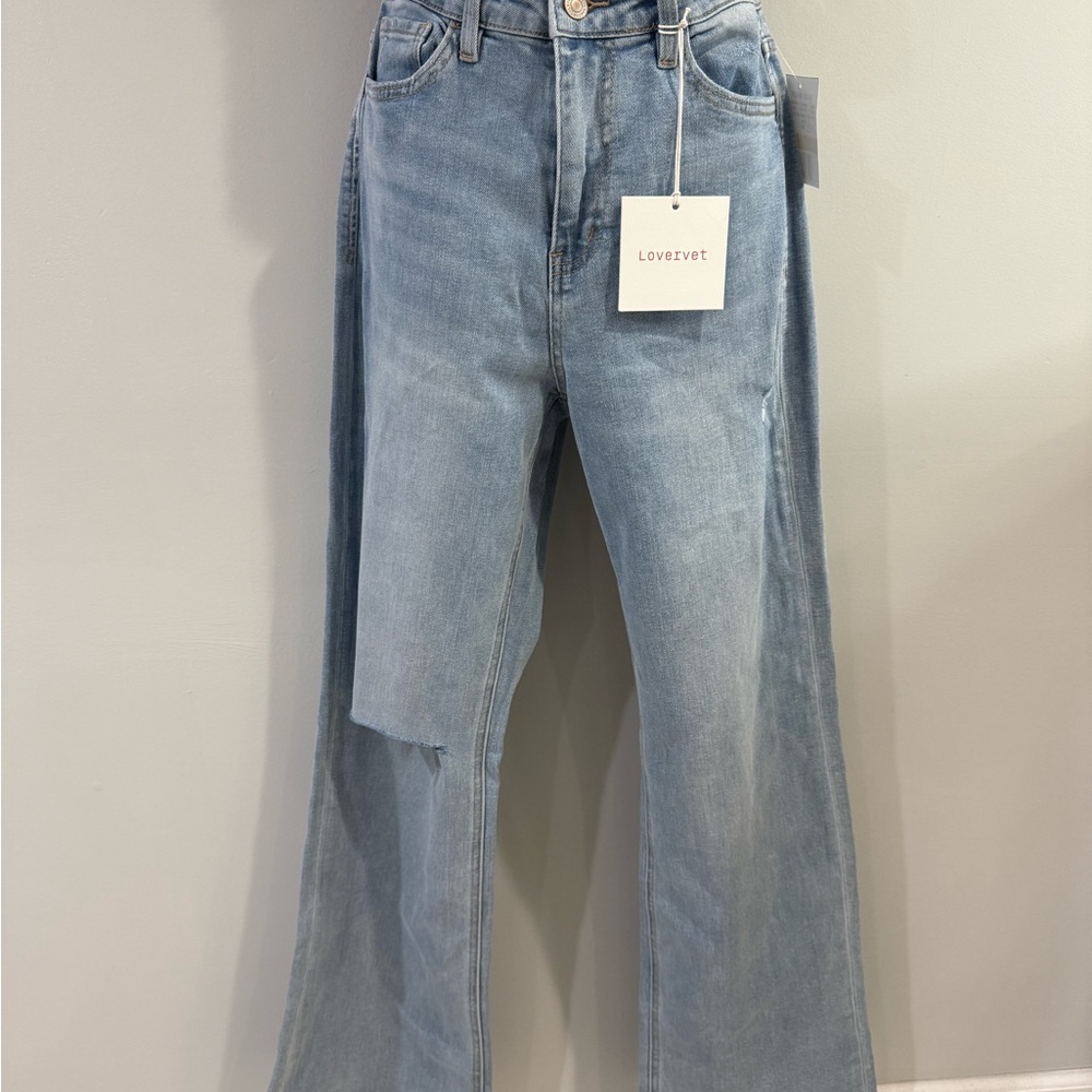 Blue Flare Wide Leg High-Waisted Jeans